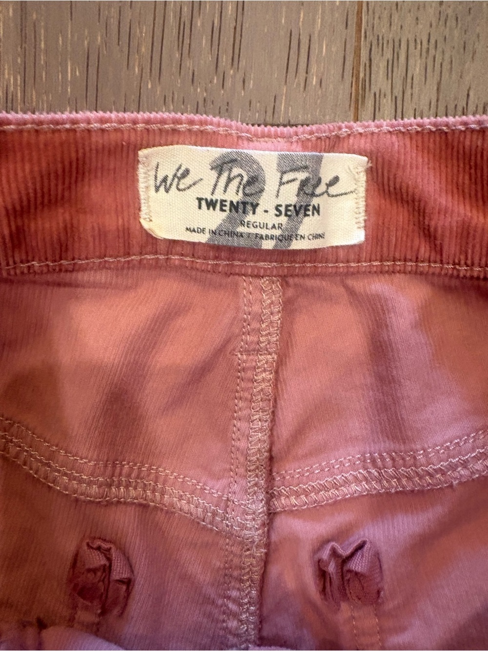 We The Free Free People $78 W14”Raw Hem Corduroy Skinny Pants Dusty Rose 27/4 - Picture 7 of 11